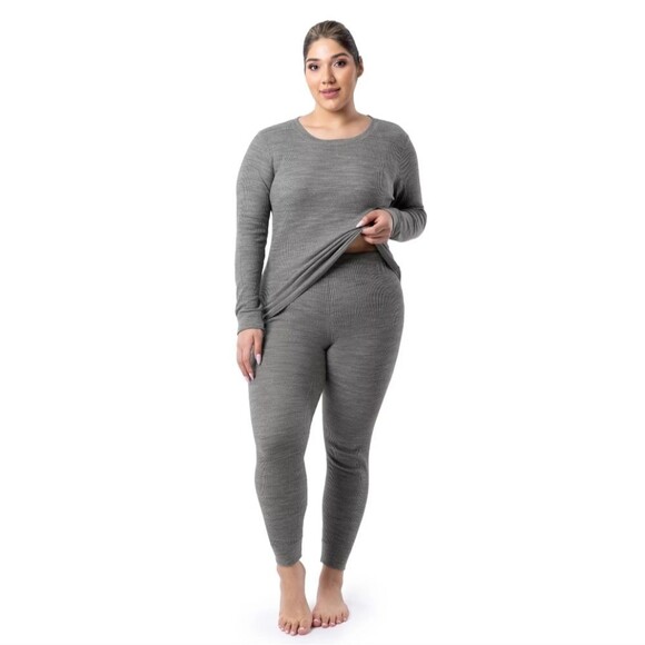 Grey Fruit of the Loom Women's Eversoft Waffle Thermal Pants Size M - Picture 4 of 8